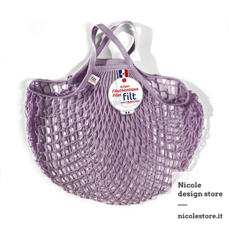 Filt 1860 thé à la rose purple cotton mesh net shopping bag with handle