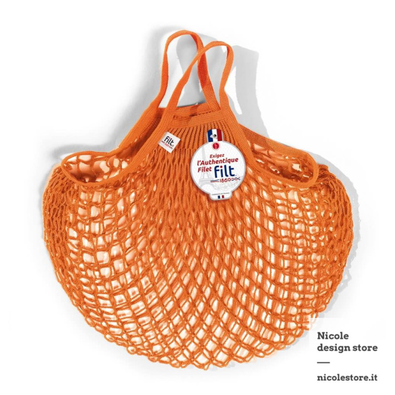 Borsa a rete in cotone con manico a mano arancione azteco orange aztéque Filt 1860