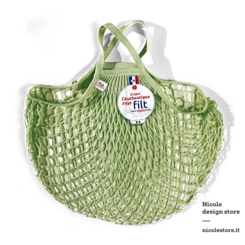 Borsa a rete in cotone con manico a mano verde pergola Filt 1860