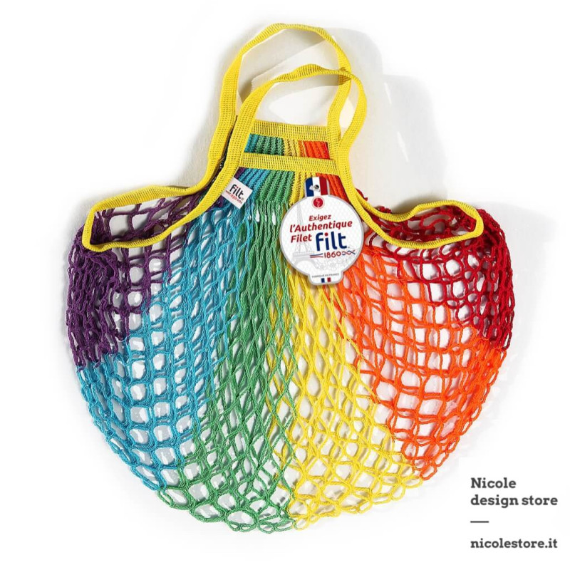 Filt 1860 rainbow cotton mesh net shopping bag with handle