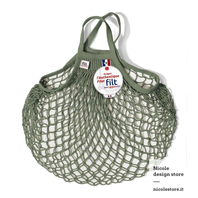 Filt 1860 scout dark green cotton mesh net shopping bag with handle