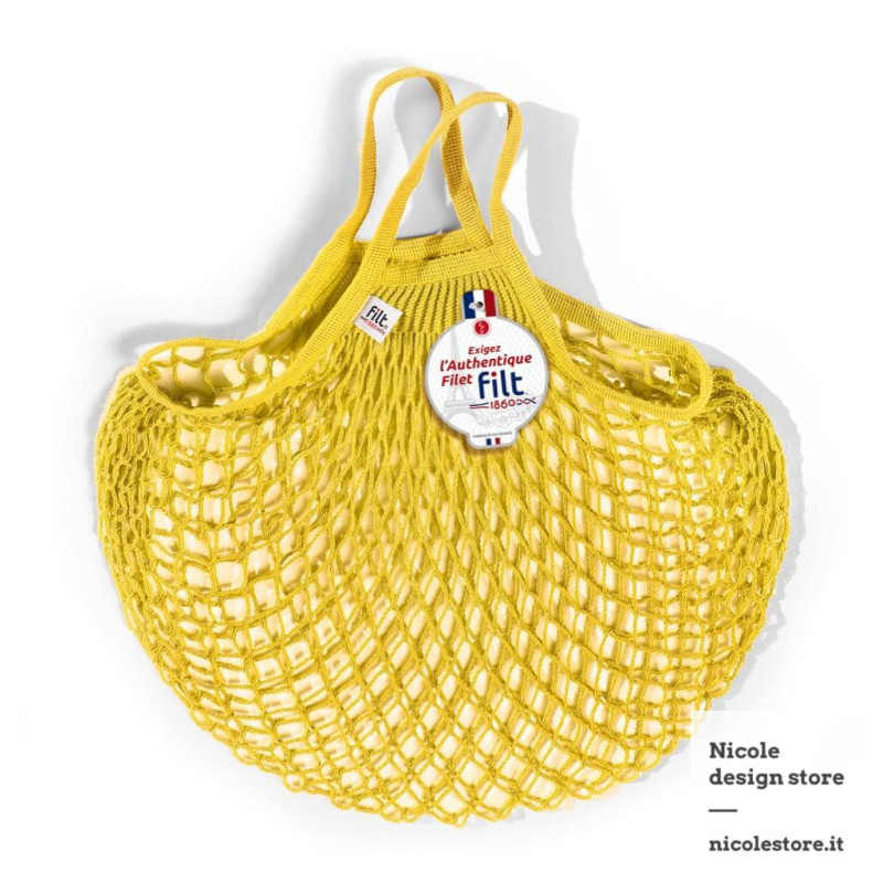 Borsa a rete in cotone con manico a mano giallo jaune solarium Filt 1860