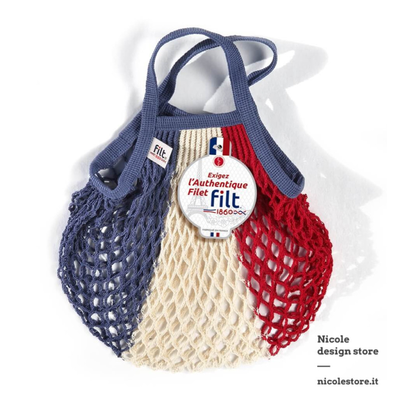 Borsa a rete piccola in cotone bleu blanc rouge Filt 1860