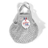 Filt 1860 gris pluie rainy grey small cotton mesh net shopping bag with handle