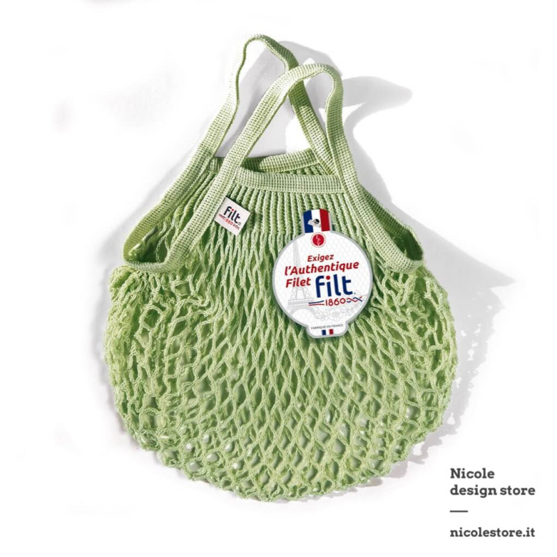 Filt 1860 pergola green small cotton mesh net shopping bag with handle