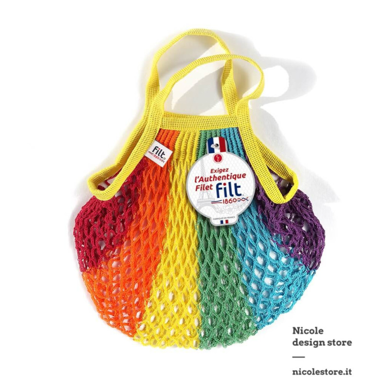 Filt 1860 rainbow small cotton mesh net shopping bag with handle