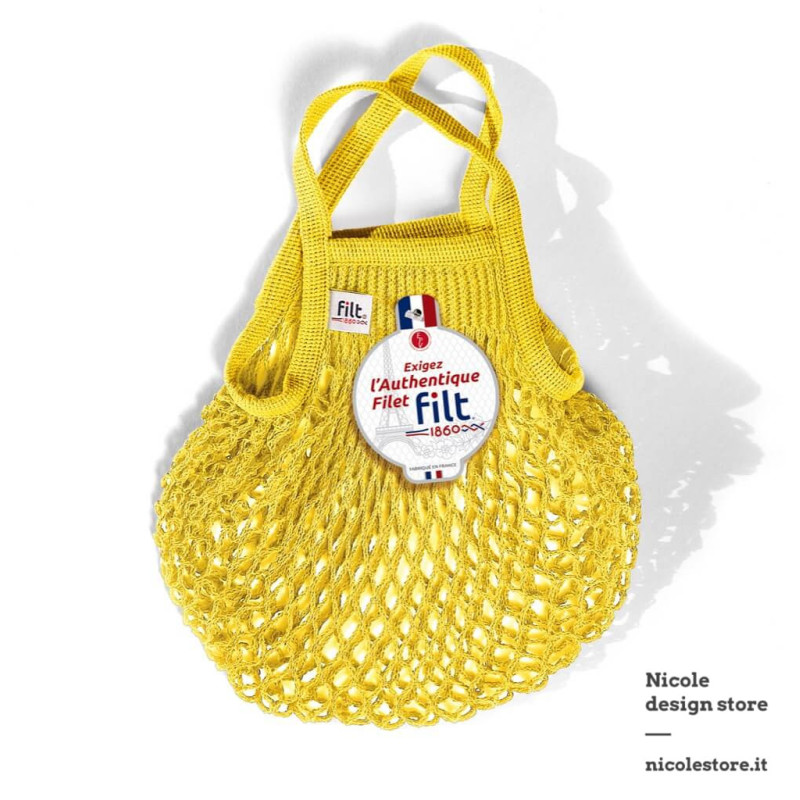 Borsa a rete piccola in cotone giallo sole jaune solarium Filt 1860