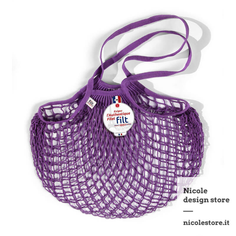 Filt 1860 purple plum violet prune cotton mesh net shopping bag with handle