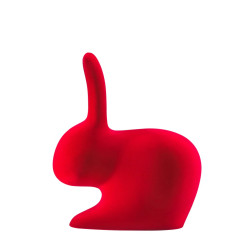 Qeeboo Rabbit Chair Velvet Finish Red