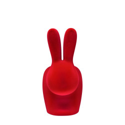 Qeeboo Rabbit Chair Velvet Finish Red