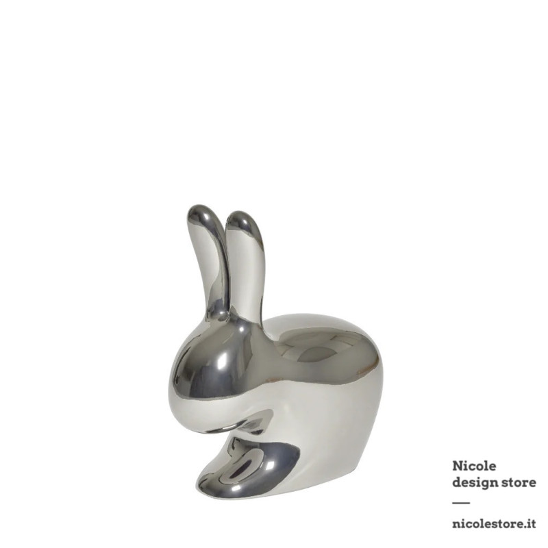 Qeeboo Rabbit Chair Baby Metal Finish Silver