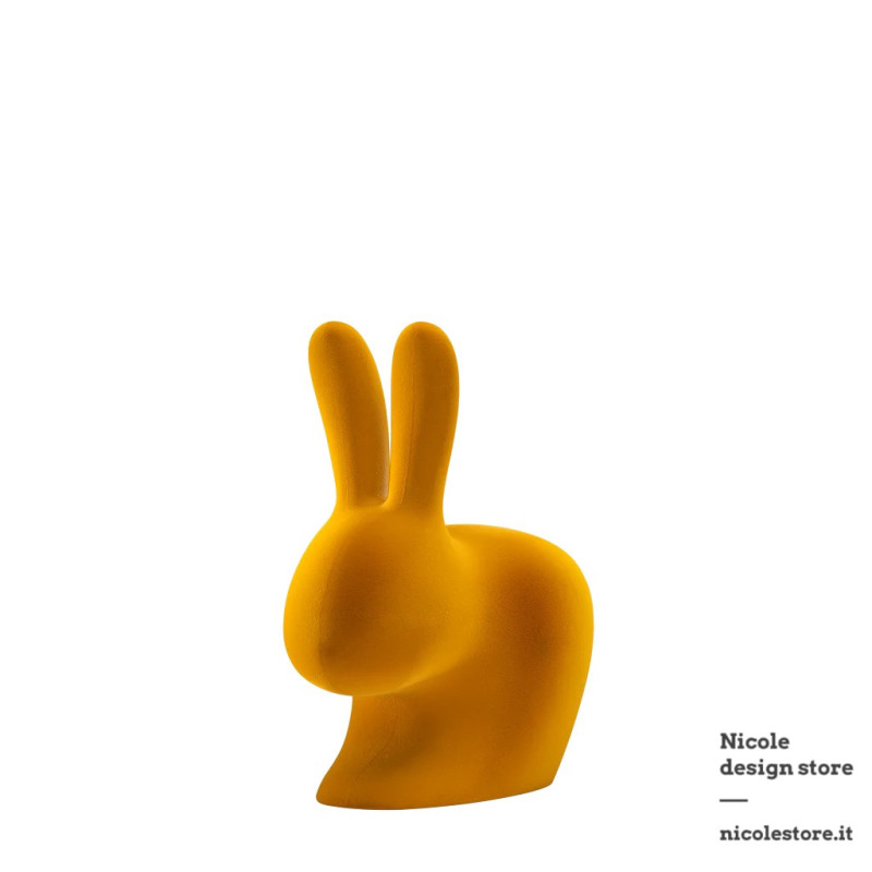 Qeeboo Rabbit Chair Baby Velvet Finish Dark Gold