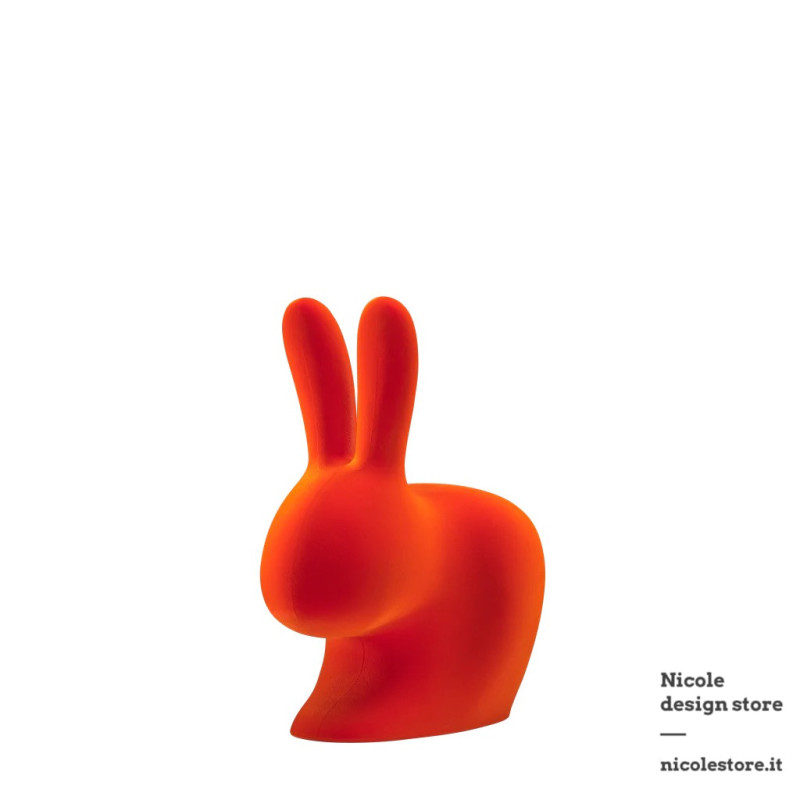 Qeeboo Rabbit Chair Baby Velvet Finish Orange