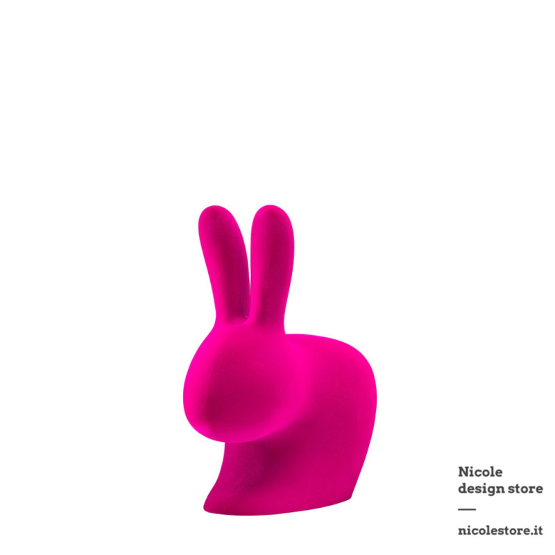 Qeeboo Rabbit Chair Baby Velvet Finish Fuxia