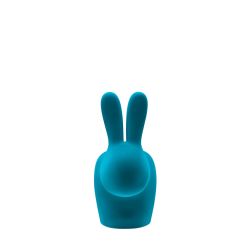 Qeeboo Rabbit Chair Baby Velvet Finish Turquoise