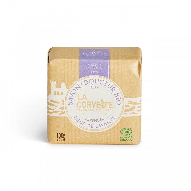 Lavender flower organic certified Marseille soap 100 g La Corvette