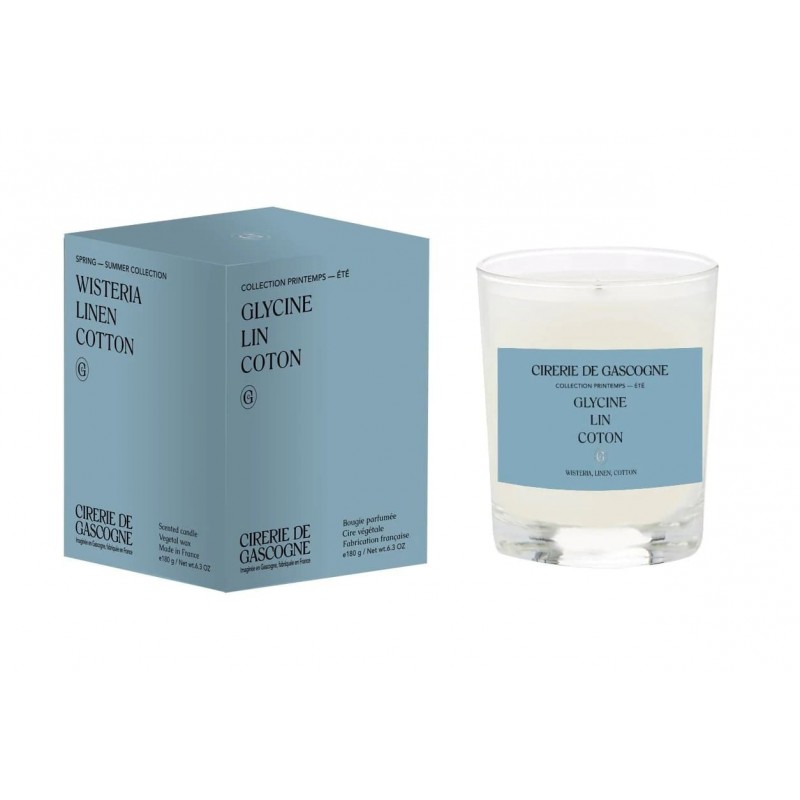 Wisteria linen cotton candle Cirerie de Gascogne