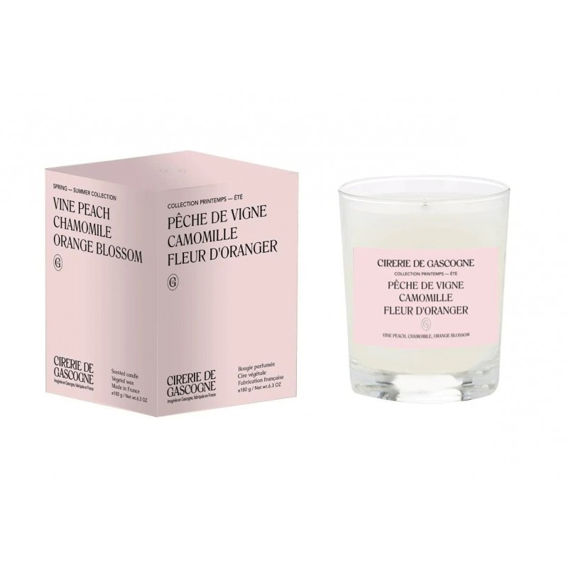 Vine peach camomile orange blossom candle Cirerie de Gascogne