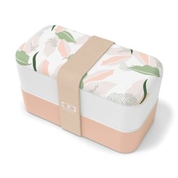 Monbento set MB Original graphic Leaves e MB Furoshiki rosa Dune