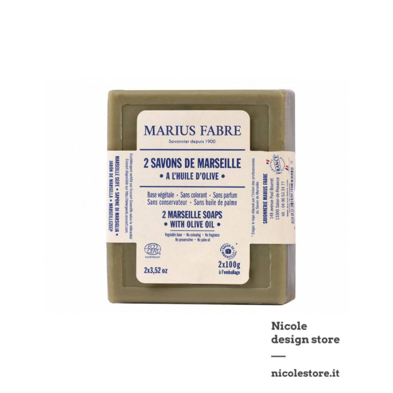 Marius Fabre 2 x 100 g olive oil green Marseille soap refill set