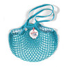 Borsa a rete in cotone con manico a spalla turchese bleu joyau Filt 1860