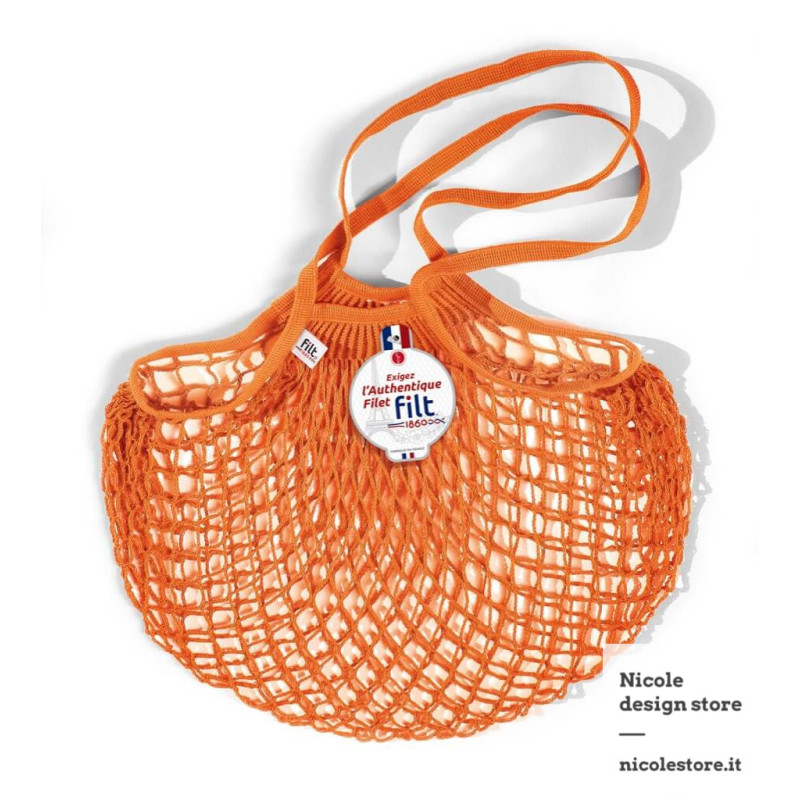 Borsa a rete in cotone con manico a spalla arancione azteco orange aztéque Filt 1860