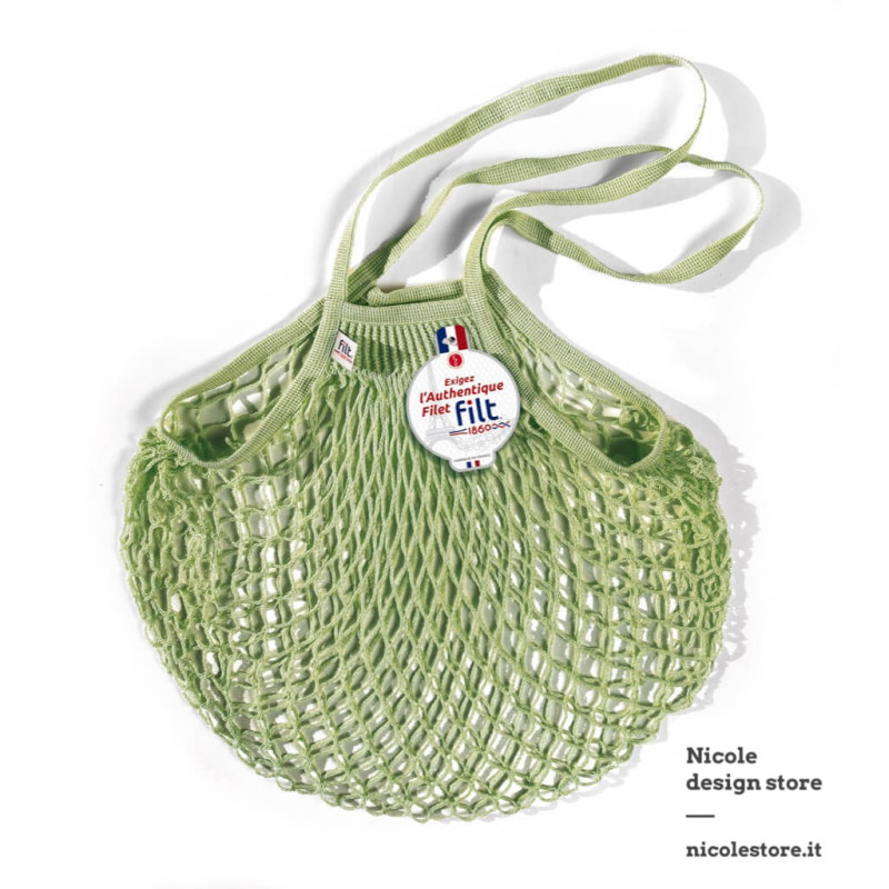 Filt 1860 pergola green cotton mesh net shopping bag with shoulder handle