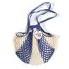 Borsa a rete in cotone con manico a spalla blu jeans bianco bleu jean ecru Filet Filt 1860