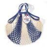 Borsa a rete in cotone con manico a mano bleu jean ecru Filet Filt 1860