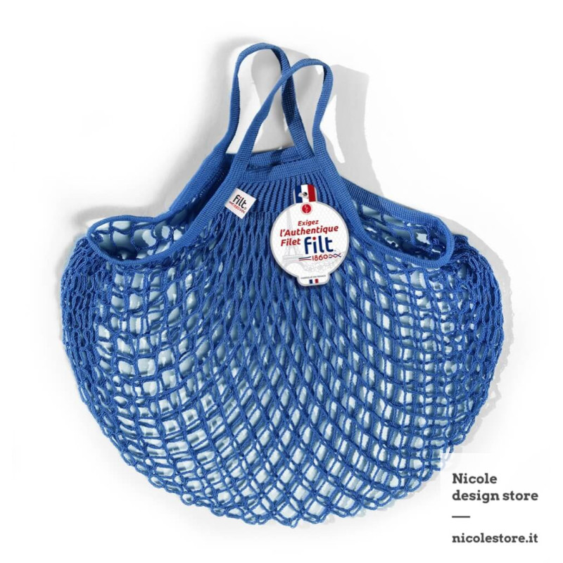 Filt 1860 Matisse blue cotton mesh net shopping bag with handle